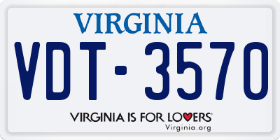 VA license plate VDT3570