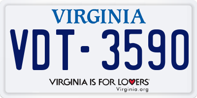 VA license plate VDT3590