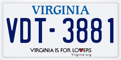 VA license plate VDT3881