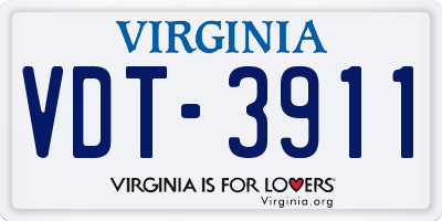 VA license plate VDT3911