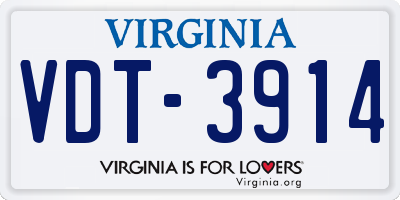 VA license plate VDT3914
