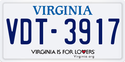 VA license plate VDT3917