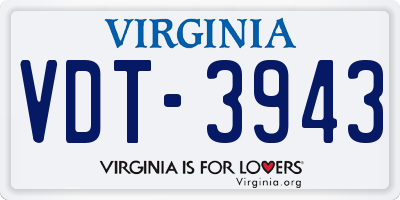 VA license plate VDT3943