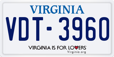 VA license plate VDT3960