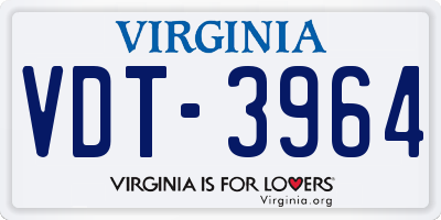 VA license plate VDT3964