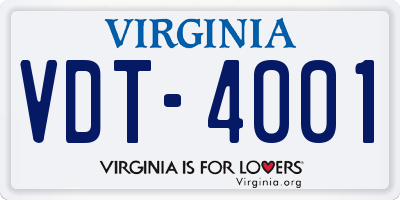 VA license plate VDT4001