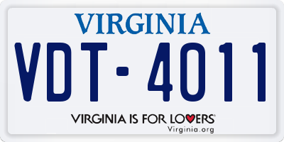VA license plate VDT4011