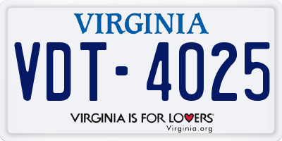 VA license plate VDT4025