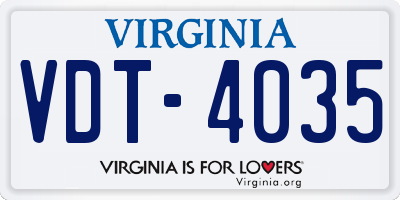 VA license plate VDT4035