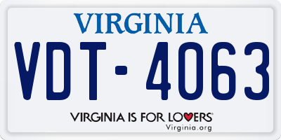 VA license plate VDT4063
