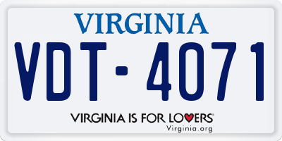 VA license plate VDT4071