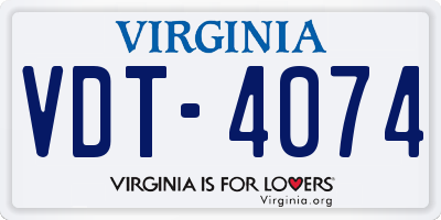 VA license plate VDT4074