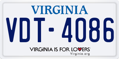 VA license plate VDT4086