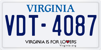 VA license plate VDT4087