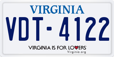 VA license plate VDT4122