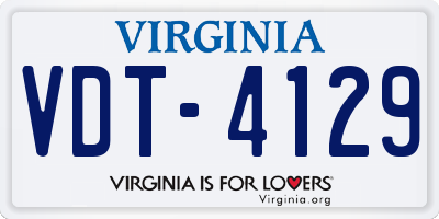 VA license plate VDT4129