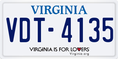 VA license plate VDT4135
