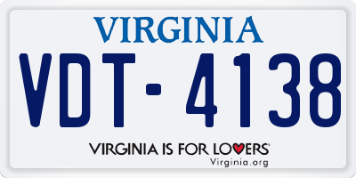 VA license plate VDT4138