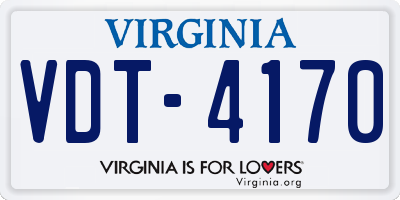 VA license plate VDT4170