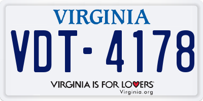 VA license plate VDT4178