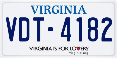 VA license plate VDT4182