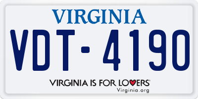 VA license plate VDT4190