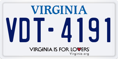 VA license plate VDT4191