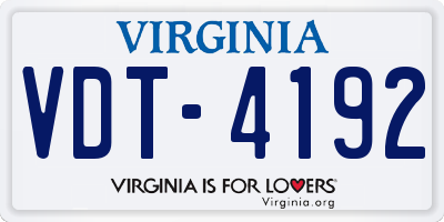 VA license plate VDT4192