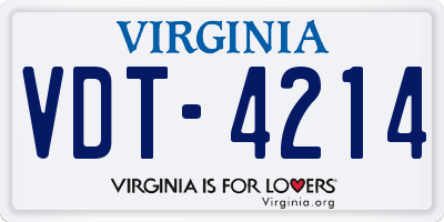 VA license plate VDT4214