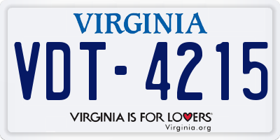 VA license plate VDT4215