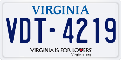 VA license plate VDT4219
