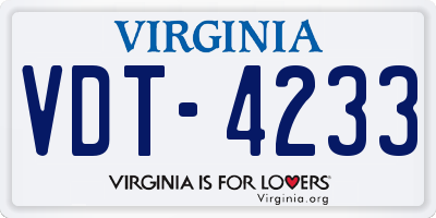 VA license plate VDT4233