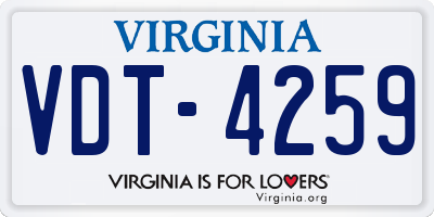 VA license plate VDT4259