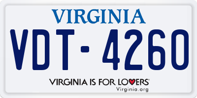 VA license plate VDT4260
