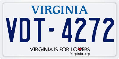 VA license plate VDT4272