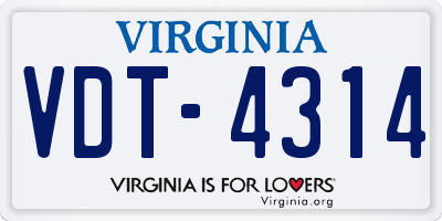 VA license plate VDT4314