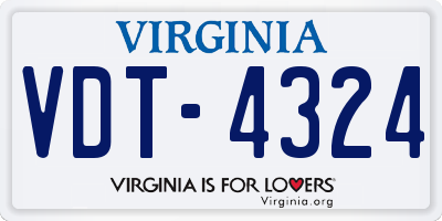 VA license plate VDT4324