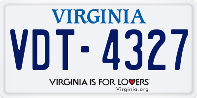 VA license plate VDT4327