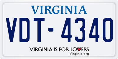 VA license plate VDT4340