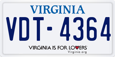 VA license plate VDT4364