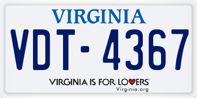 VA license plate VDT4367