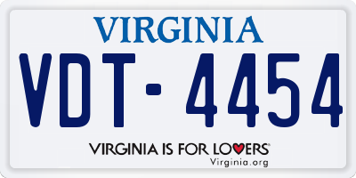 VA license plate VDT4454