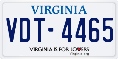 VA license plate VDT4465