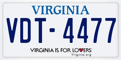 VA license plate VDT4477