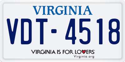 VA license plate VDT4518