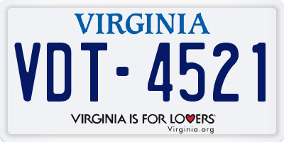 VA license plate VDT4521