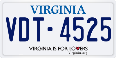 VA license plate VDT4525