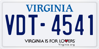 VA license plate VDT4541