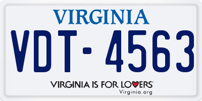 VA license plate VDT4563