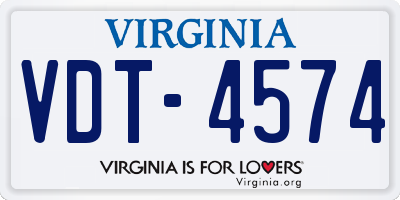 VA license plate VDT4574